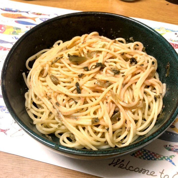 ピリリ♪めんたい高菜スパ